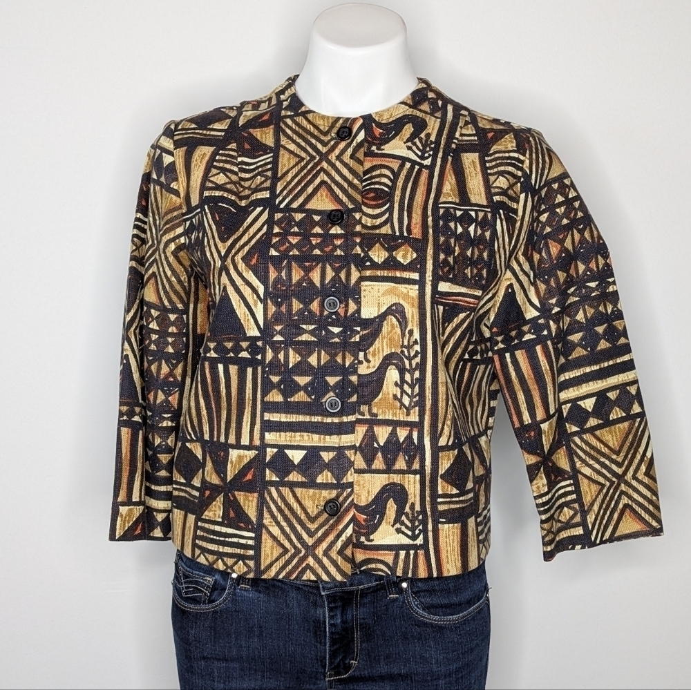 Vintage Adelaar's Aristocrat Black Brown Bird Button Up Jacket 14